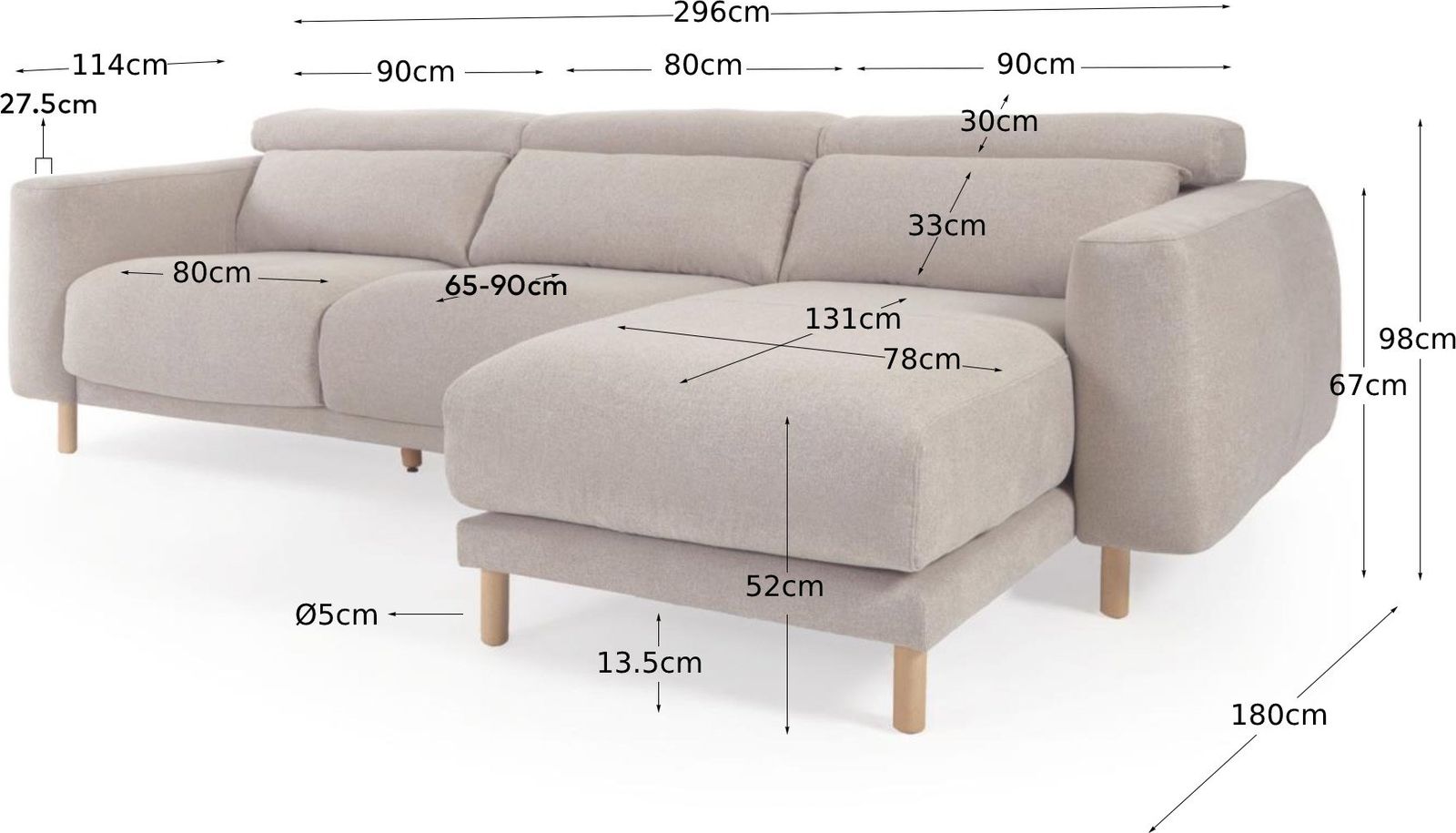 Kave Home Singa 3-Zitsbank