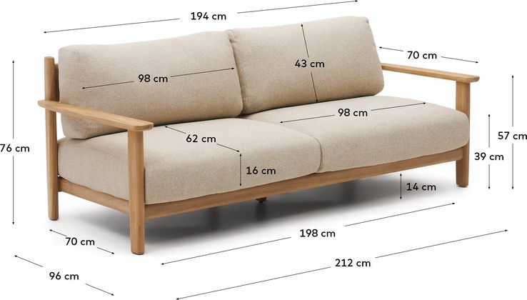 Kave Home Tirant Outdoor 3-Zitsbank