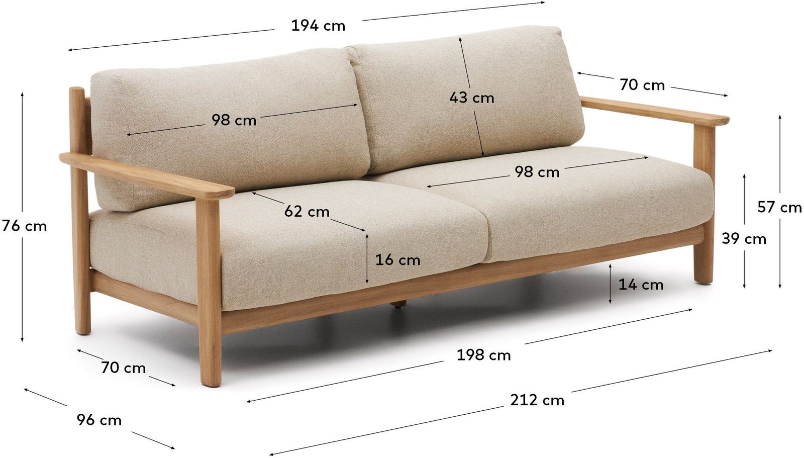 Kave Home Tirant Outdoor 3-Zitsbank