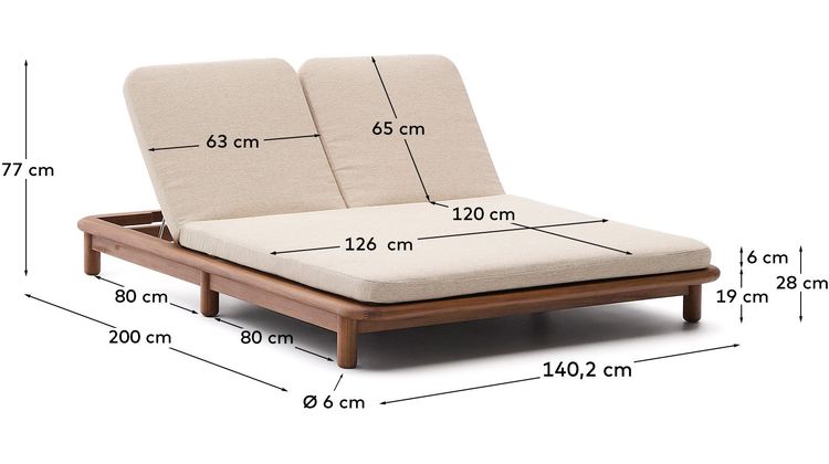 Kave Home Turqueta 2-persoons Ligstoel