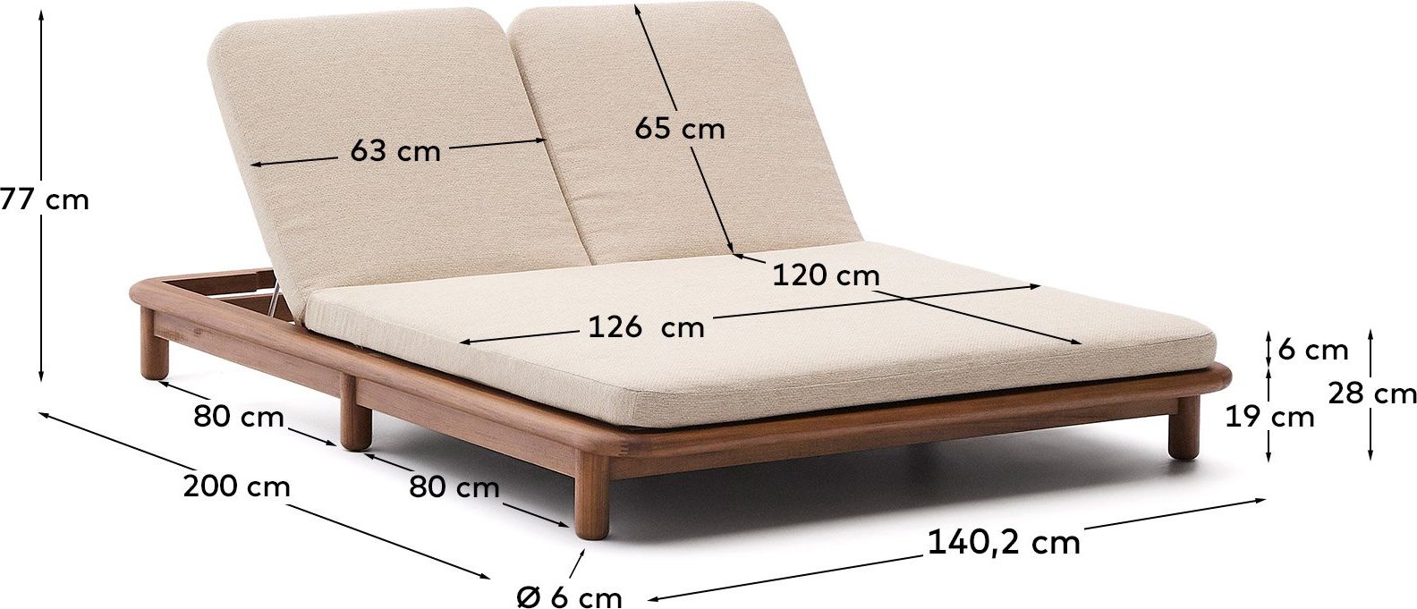 Kave Home Turqueta 2-persoons Ligstoel