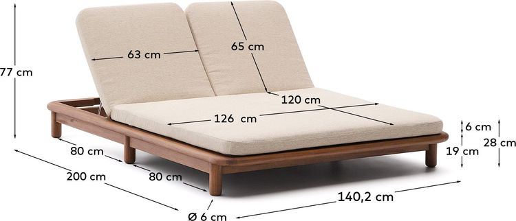 Kave Home Turqueta 2-persoons Ligstoel