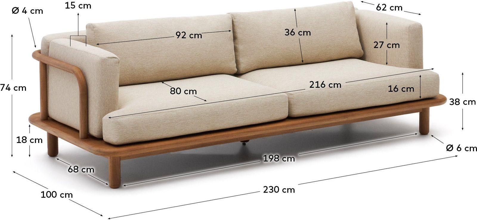 Kave Home Turqueta Outdoor 3-Zitsbank