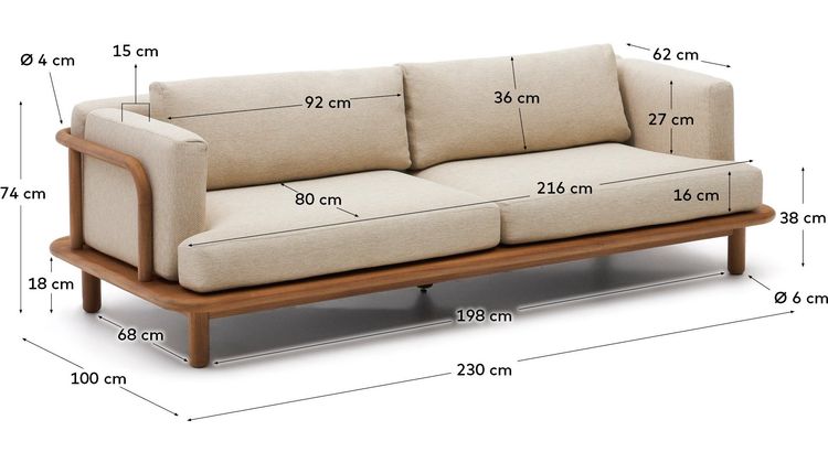 Kave Home Turqueta Outdoor 3-Zitsbank
