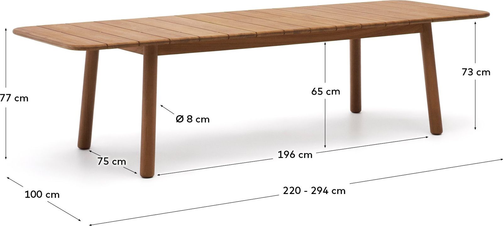 Kave Home Turqueta Uitschuifbare Tuintafel