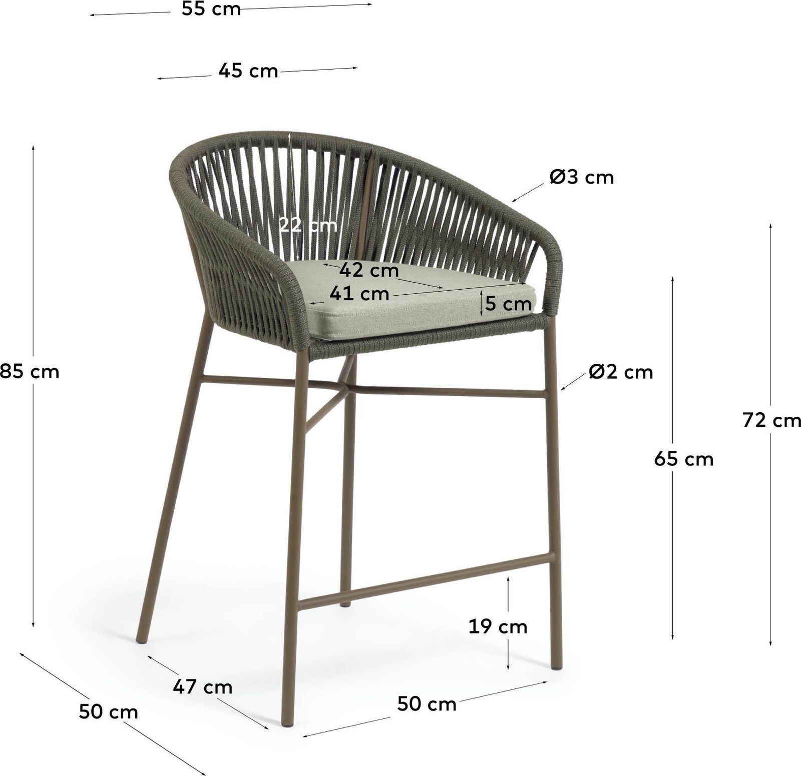 Kave Home Yanet Lage Tuin Barkruk