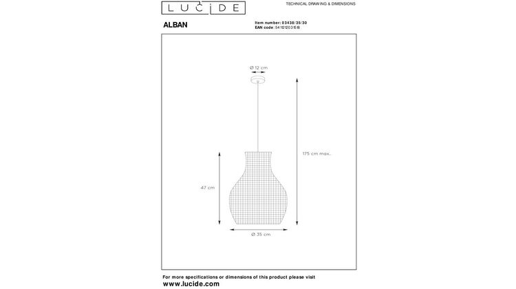 Lucide Alban Hanglamp