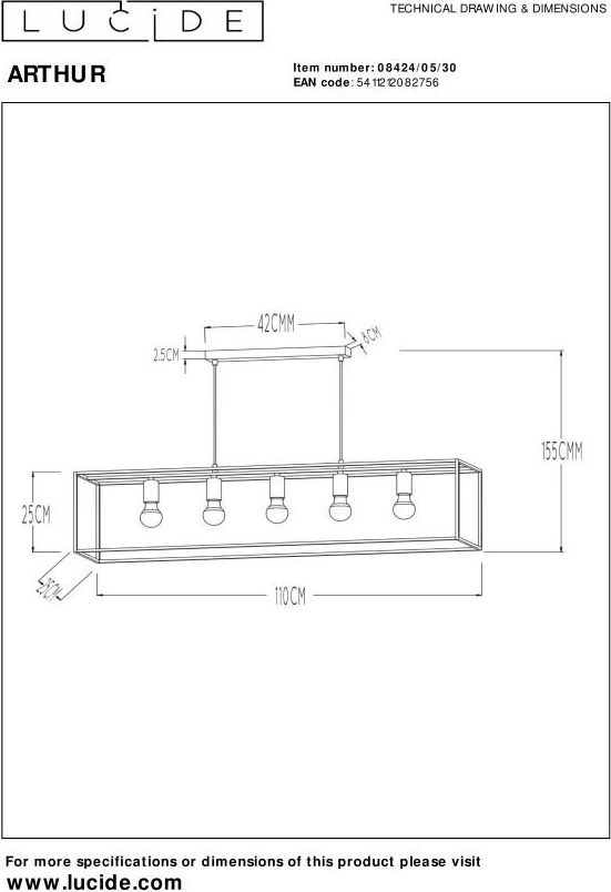 Lucide Arthur Hanglamp