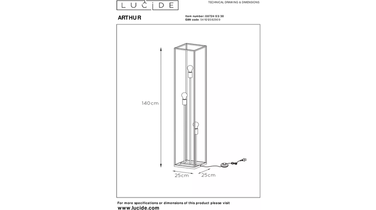 Lucide Arthur Vloerlamp