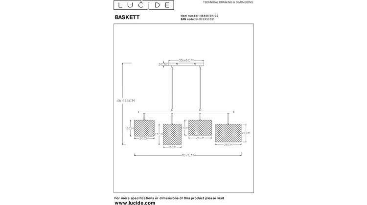 Lucide Baskett Hanglamp