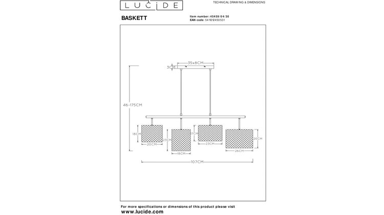 Lucide Baskett Hanglamp