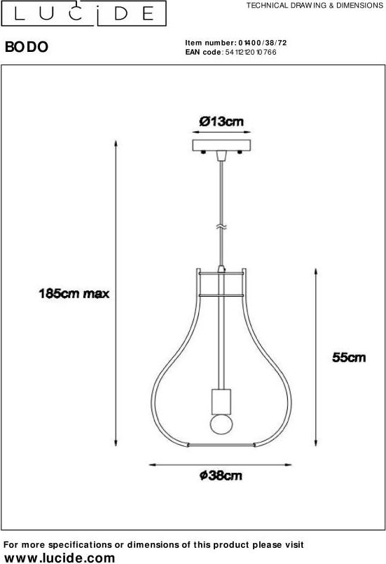 Lucide Bodo Hanglamp