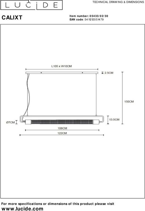 Lucide Calixt Hanglamp