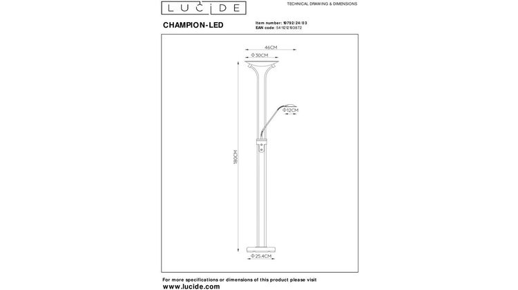 Lucide Champion-Led Vloerlamp