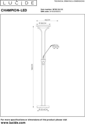 Lucide Champion-Led Vloerlamp