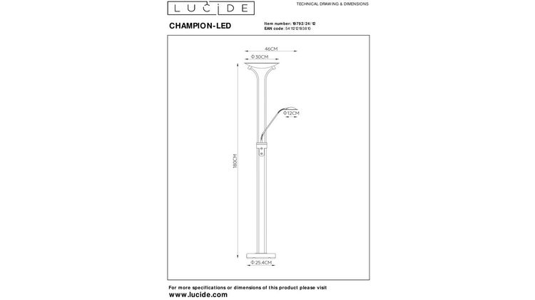 Lucide Champion-Led Vloerlamp