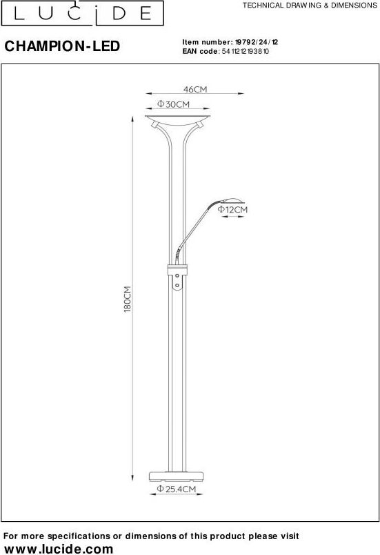 Lucide Champion-Led Vloerlamp