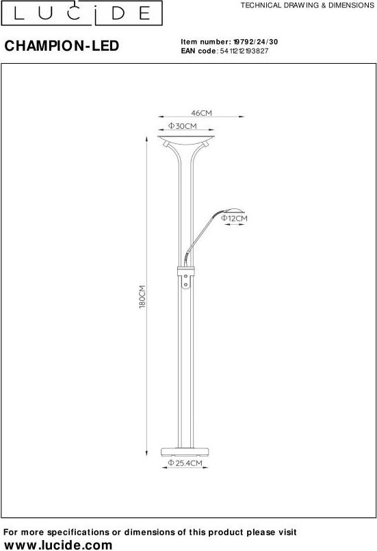 Lucide Champion-Led Vloerlamp