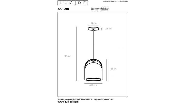Lucide Copain Hanglamp