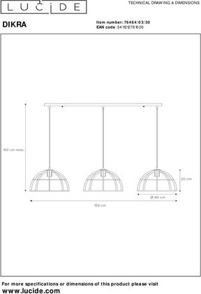 Lucide Dikra Hanglamp