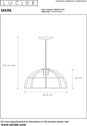 Lucide Dikra Hanglamp