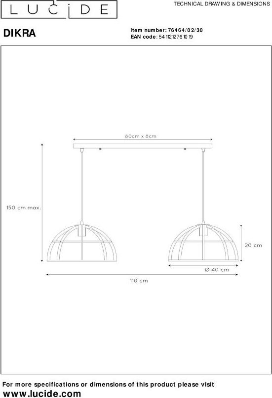 Lucide Dikra Hanglamp
