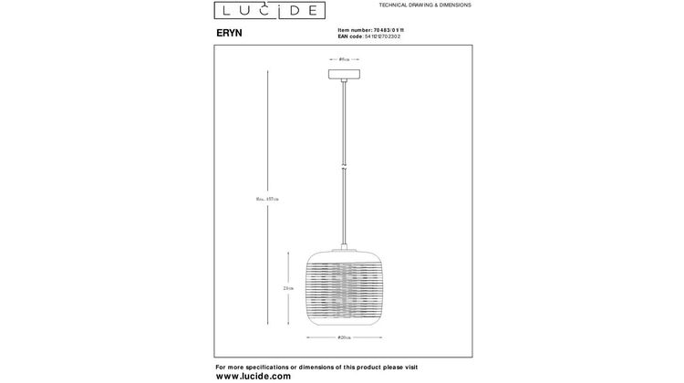 Lucide Eryn Hanglamp