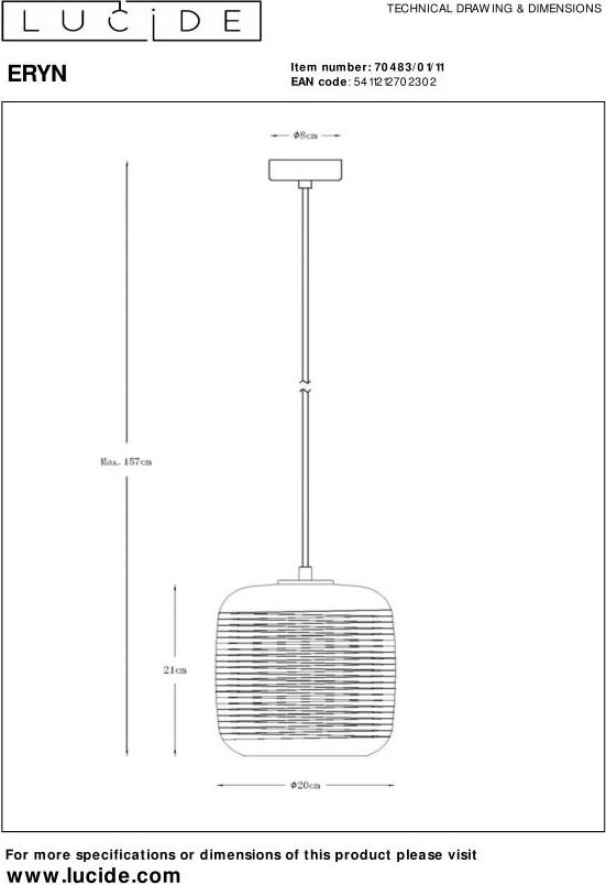 Lucide Eryn Hanglamp