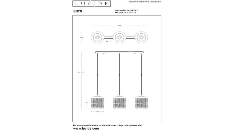 Lucide Eryn Hanglamp