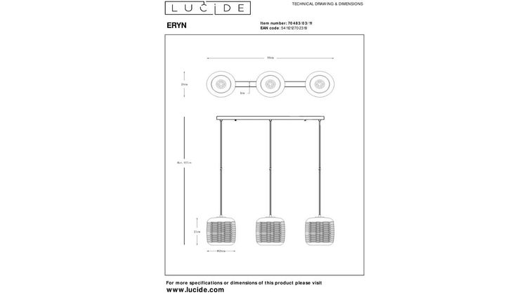 Lucide Eryn Hanglamp
