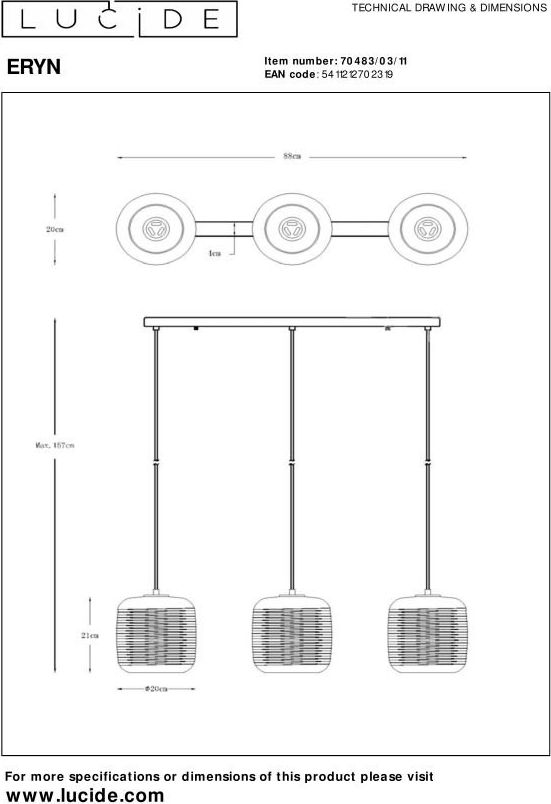 Lucide Eryn Hanglamp