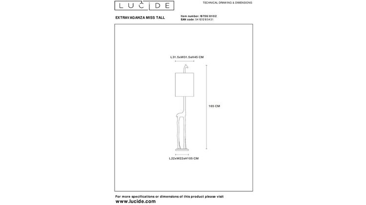 Lucide Extravaganza Miss Tall Vloerlamp