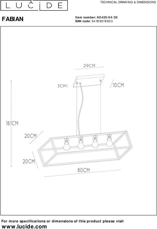 Lucide Fabian Hanglamp