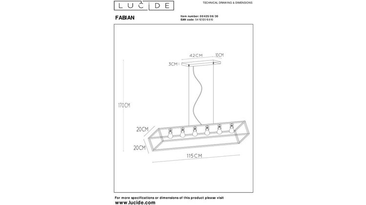 Lucide Fabian Hanglamp