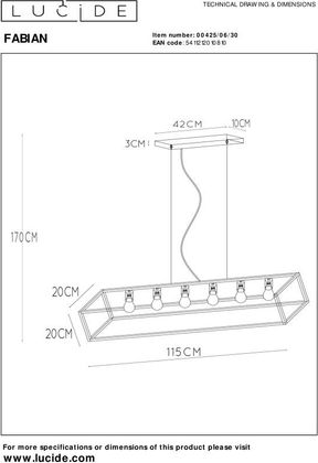 Lucide Fabian Hanglamp