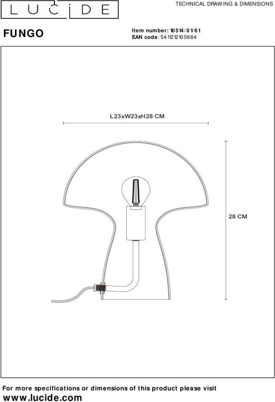 Lucide Fungo Tafellamp