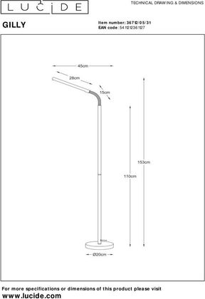 Lucide Gilly Wit Vloerlamp