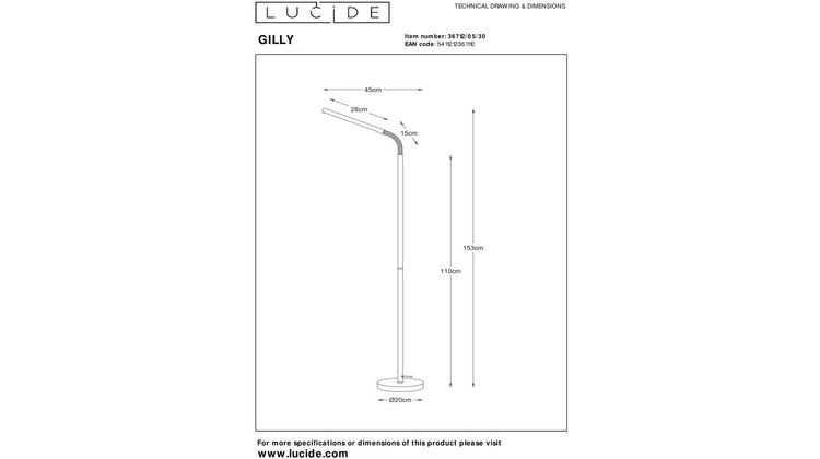 Lucide Gilly Zwart Vloerlamp