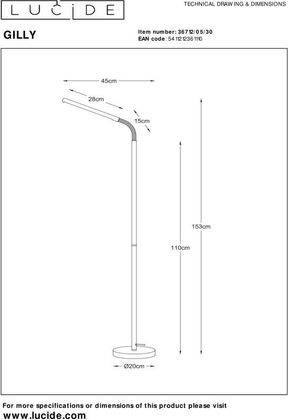 Lucide Gilly Zwart Vloerlamp