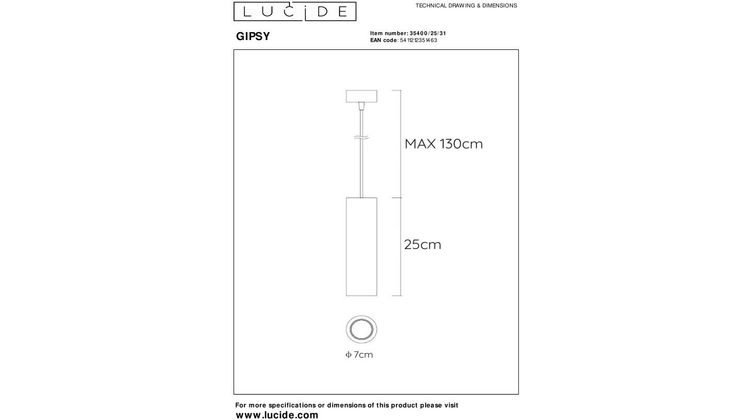 Lucide Gipsy Hanglamp