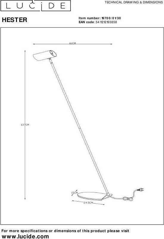 Lucide Hester Vloerlamp