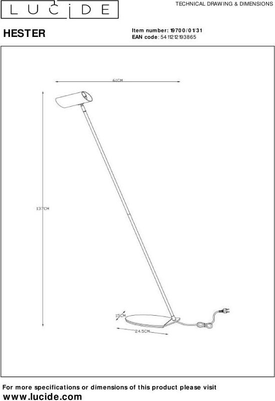 Lucide Hester Vloerlamp