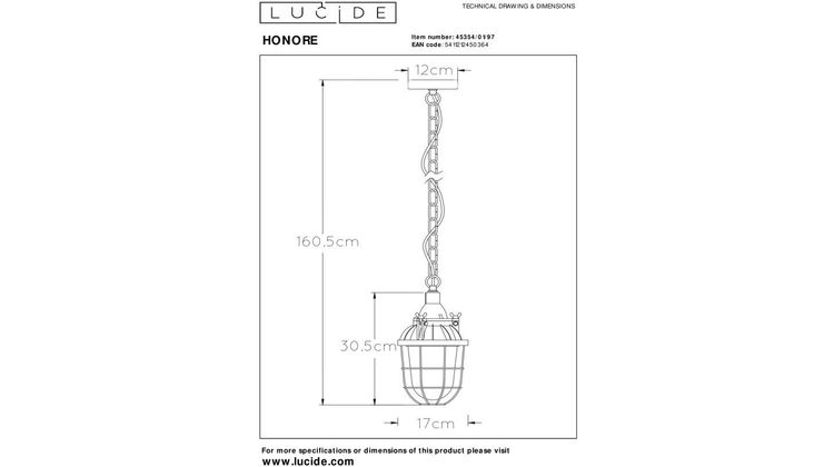 Lucide Honore Hanglamp