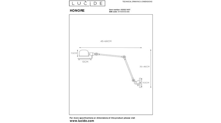 Lucide Honore Wandlamp