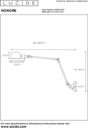 Lucide Honore Wandlamp