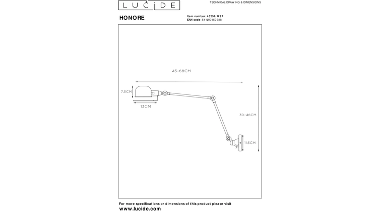 Lucide Honore Wandlamp