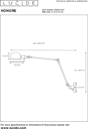 Lucide Honore Wandlamp