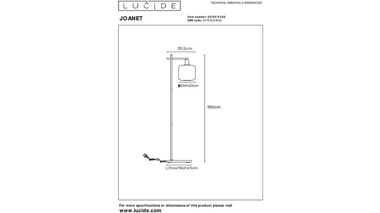 Lucide Joanet Vloerlamp