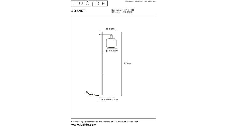Lucide Joanet Vloerlamp
