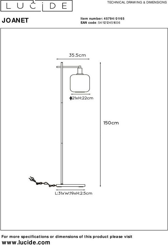 Lucide Joanet Vloerlamp